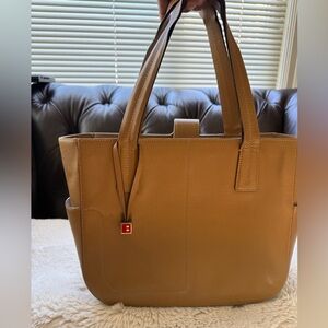 Bally Cube Caramel Saffiano Preloved Bag Quiet Luxury